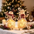 thumbnail image 6 of Set of 2 Light Up Snowman Figurine Christmas Tabletop Decor, Warm LED Glow, Carved Snowflake Design, Resin Winter Snowman Statue for Mantel Shelf Indoor Holiday Decoration & Christmas Gift, 6 of 6