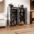 thumbnail image 4 of MIDOQIN  Shoe Storage Cabinet with 4 Mirror Doors, Freestanding Shoe Storage Organizer with Adjustable Shelves & Ventilation Holes, Holds 24-32 Pairs Wood Shoe Rack Cabinet for Hallway, Apartment, 4 of 8