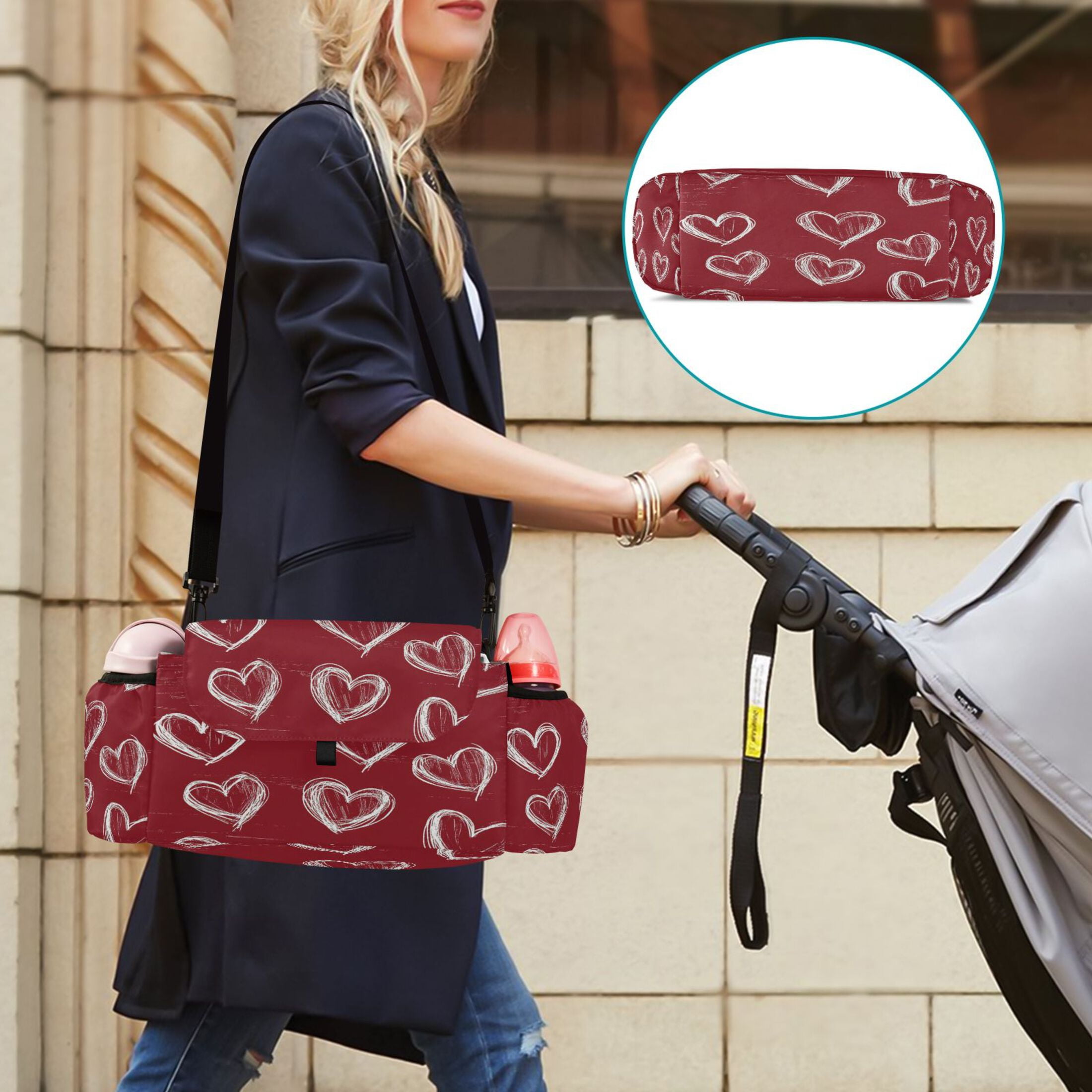 DIXRUYEE Stroller Organizer Chalkboard Sweethearts Printed