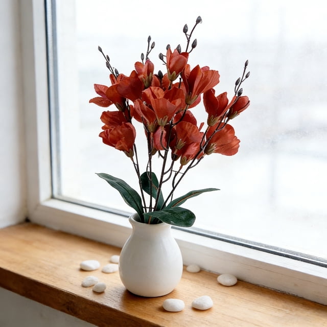 Arrangement en Soie Réaliste pour Centre de Table à la Maison Bouquet avec Pétales Réalistes