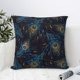 thumbnail image 4 of Fuzoiu Peacock Feathers Print Square Pillow Cover,Hidden Zipper Design,Luxury Square Pillow Case, Throw Pillow,Couch Cushion-16"x16", 4 of 7