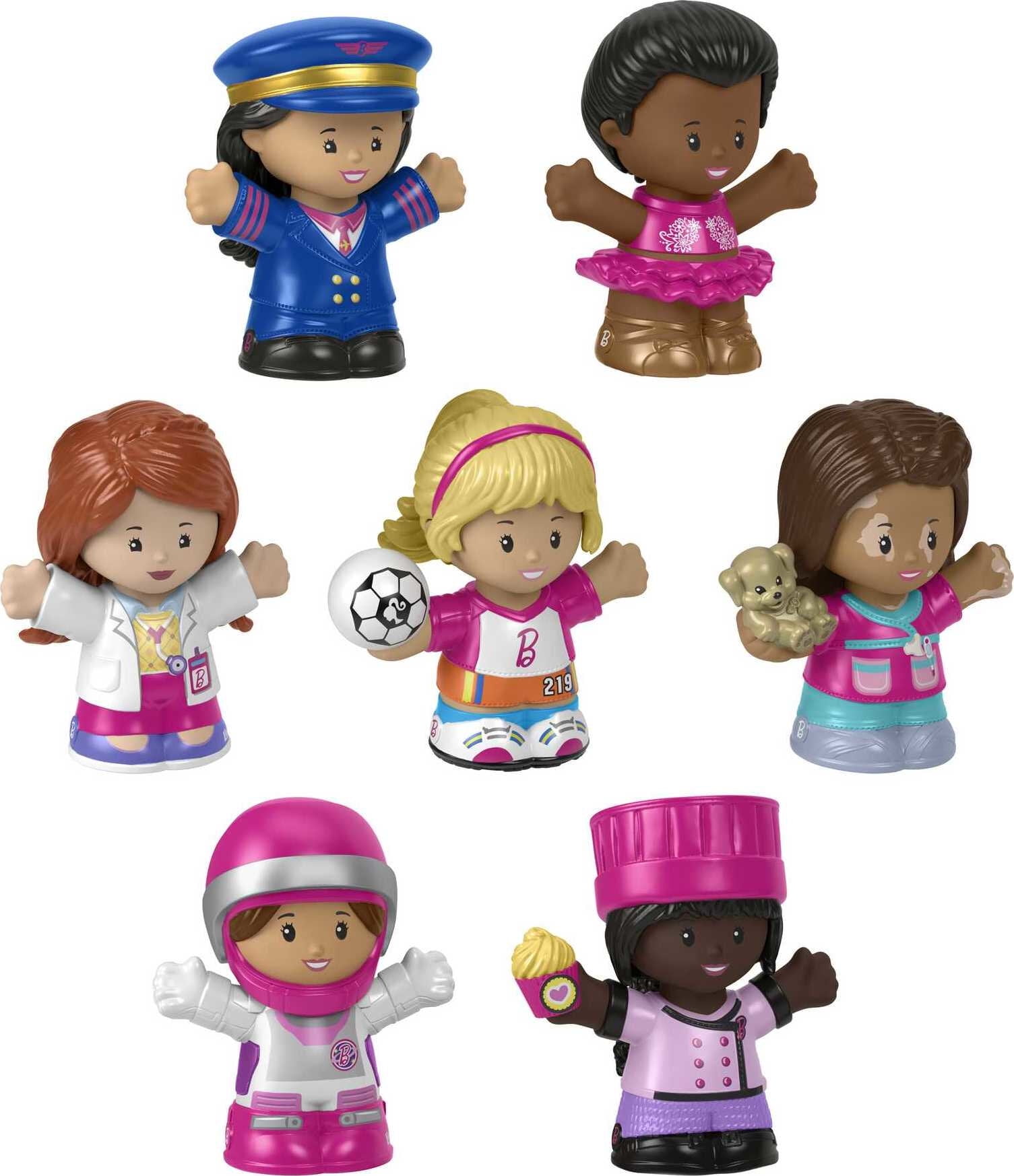 Barbie You Can Be Anything Figure Pack by Fisher-Price Little People, Gift Set of 7 Figures for Toddler and Preschool Pretend Play