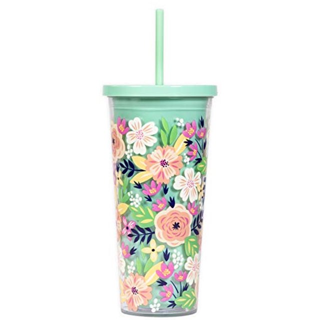 Vaso Steel Mill & Co de 700 ml con tapa y pajita reutilizable, color verde