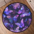 thumbnail image 6 of CURLYOOT Round Rug 3ft Purple Butterfly Area Rug, Washable Circle Mat Non Slip Floor Carpet Mat, Flower Butterfly Soft Indoor Rugs for Entryway Living Room Dining Room Bedroom, 6 of 7