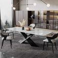 thumbnail image 4 of FHKJ HOME 63"-95" Modern Expandable Rectangle Dining Table for 6-12, White Sintered Stone, 4 of 7