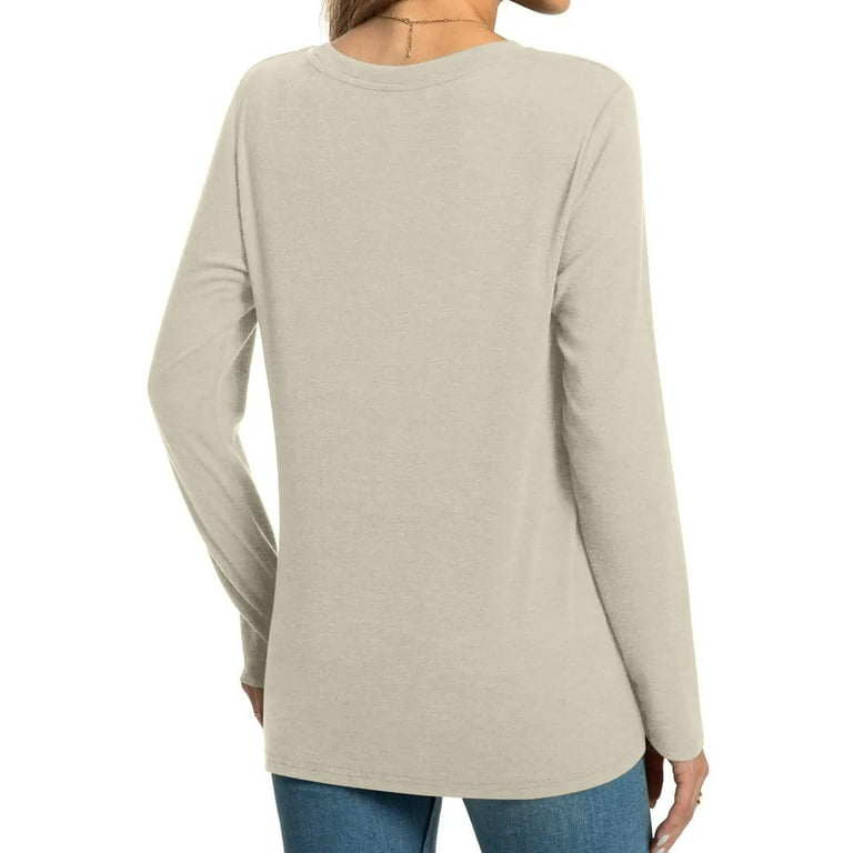 Women's Winter Long Sleeve Shirt Winter Casual irregular hem inner wear  Tunic Tops Front Crewneck Blouse slim fit Pullover Soft and cozy Tops