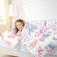 thumbnail image 3 of Manfei Watercolor Seashell Starfish Coral Twin Comforter Sets for Kids Boys and Girls, Cartoon Sealife Bedding Set, Pink Reversible 2 Pieces, 1 Comforter and 1 Pillowcase, 3 of 6