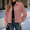 thumbnail image 2 of Womens Jacket Casual Solid Single Breasted Long Sleeve Lapel Workwear Shirts With Pocket Outwear Jackets, 2 of 6