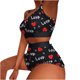 thumbnail image 1 of Conjunto de dobladillo con volantes y bloques de colores con estampado informal para mujer, traje de chaleco con tirantes sexy para el hogar Wmkox8yi bvn448, 1 of 5