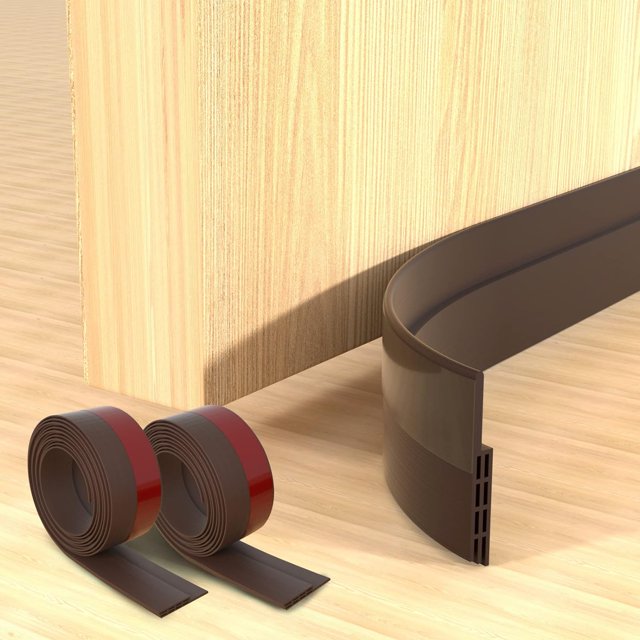 Paquete de 2 tiras para puerta, color marrón, tiras autoadhesivas para puerta, antiruido y resistentes a la intemperie, 1.5 pulgadas de ancho x 39 pulgadas de largo