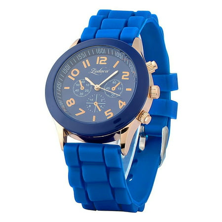 Dark Blue Unisex Men Women Silicone Jelly Quartz Analog Sports Wrist Watch