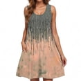 thumbnail image 4 of Ovzne Robes pour Femmes Robe pour Femme Décontractée Ample Été Imprimée Sans Manches Col en V Ensemble Haut/chemise Robe Imprimée Liquidation, 4 of 7