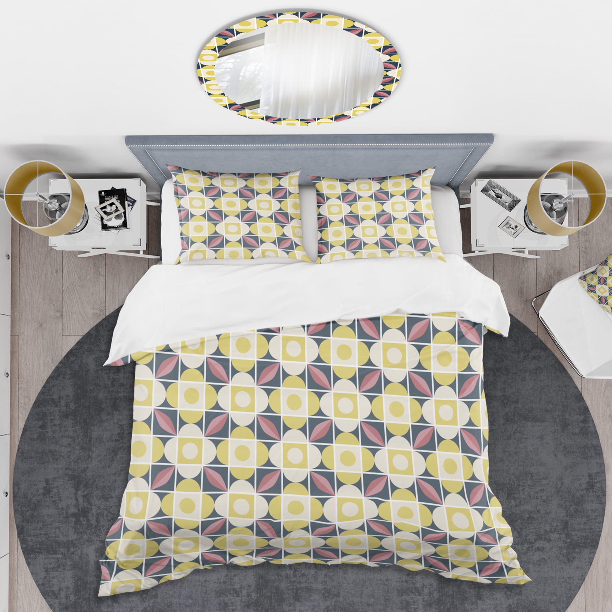Designart 'retro pattern in mosaic style' Mid-Century Modern Duvet Cover Set