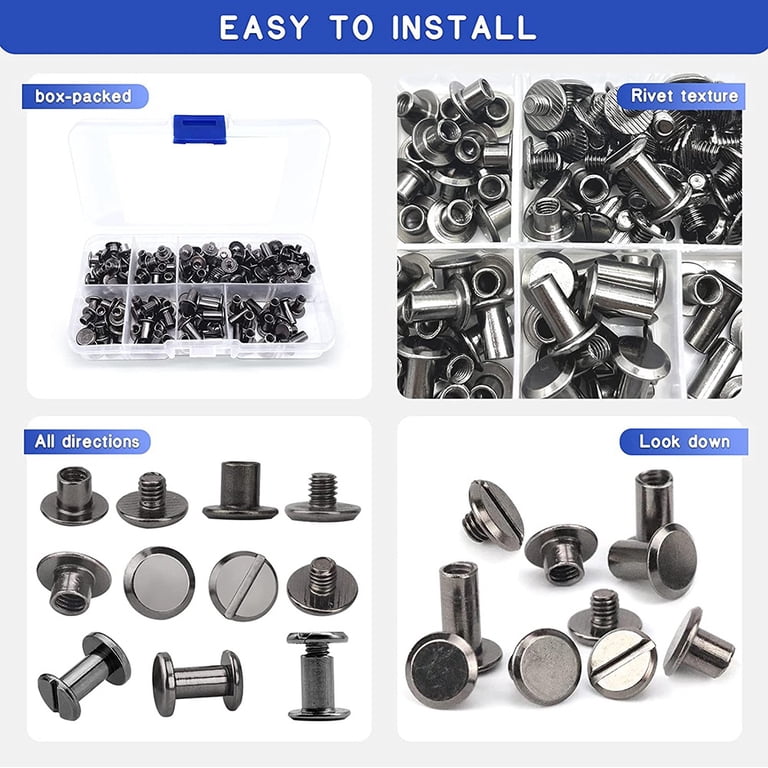 200 Pcs (100 Sets) 304 Stainless Steel Chicago Screws – M5x5mm Leather Rivets For Bags, Books, Photo Albums & DIY Crafts
