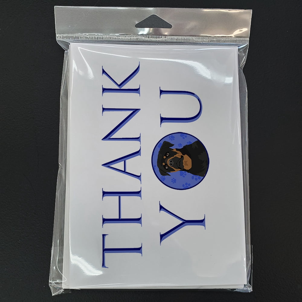 Rottweiler Black and Mahogany Thank You Greeting Cards and Envelopes Pack of 8 7 in x 5 in