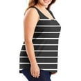 thumbnail image 3 of CYRBOKO Tank Tops for Women, Summer Crew Neck Striped Plus-size Sleeveless Shirts Black Size 5XL, 3 of 6