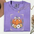 thumbnail image 4 of Floral Fall Pumpkin , Boho Pumpkin Coquette , Vintage Autumn Shirt Design, Retro Halloween Flowers , Pumpkin Spice T-shirt, 4 of 6