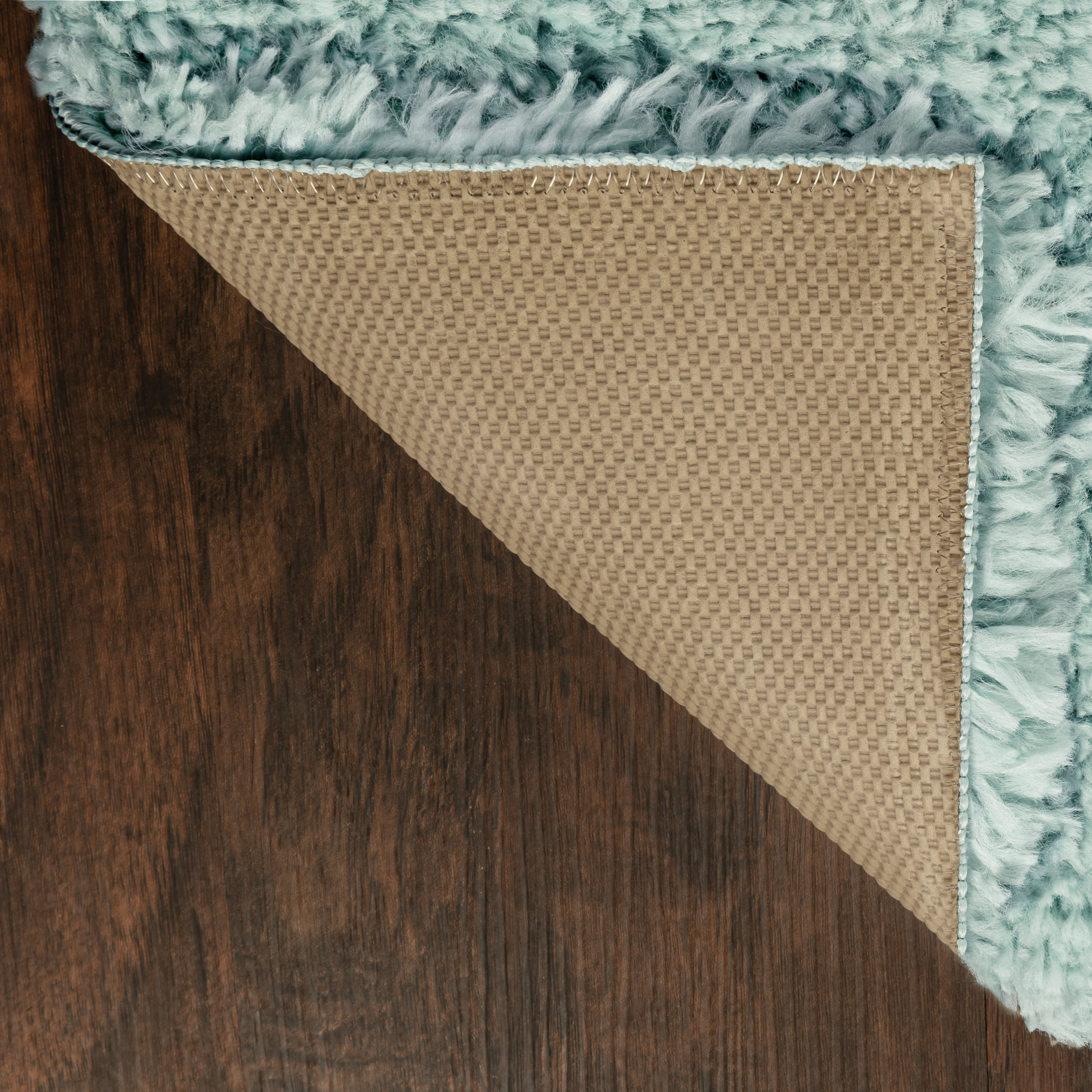 Mainstays Solid Plush Transitional Aqua Shag Indoor Area Rug, 3'x4'8"