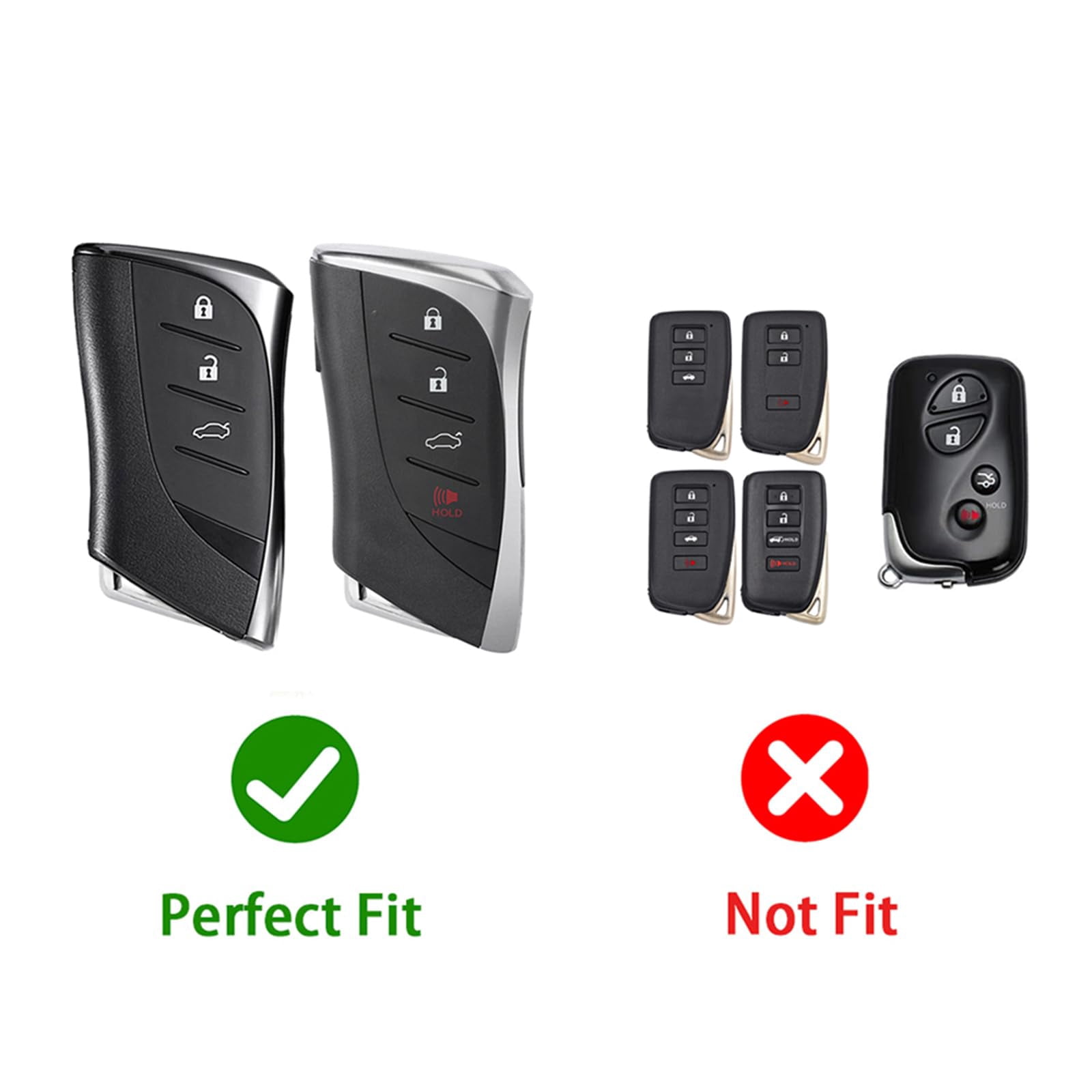 Zinc Alloy Smart Key Fob Case Protector Shell Key Fob Cover Compatible with Lexus 2018-2021 ES350 LC500 LC500h LS500 LS500h 2019-2021 UX200 UX250h ES300h 2020-02021 GX460