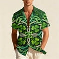 thumbnail image 2 of UVEASISHA Mens St. Patrick's Day Hawaiian Shirts Short Sleeve Green Clover Printed Beach Shirt Lapel Collar Button Down Irish Shamrock Graphic Shirts Green#25 XXL, 2 of 9