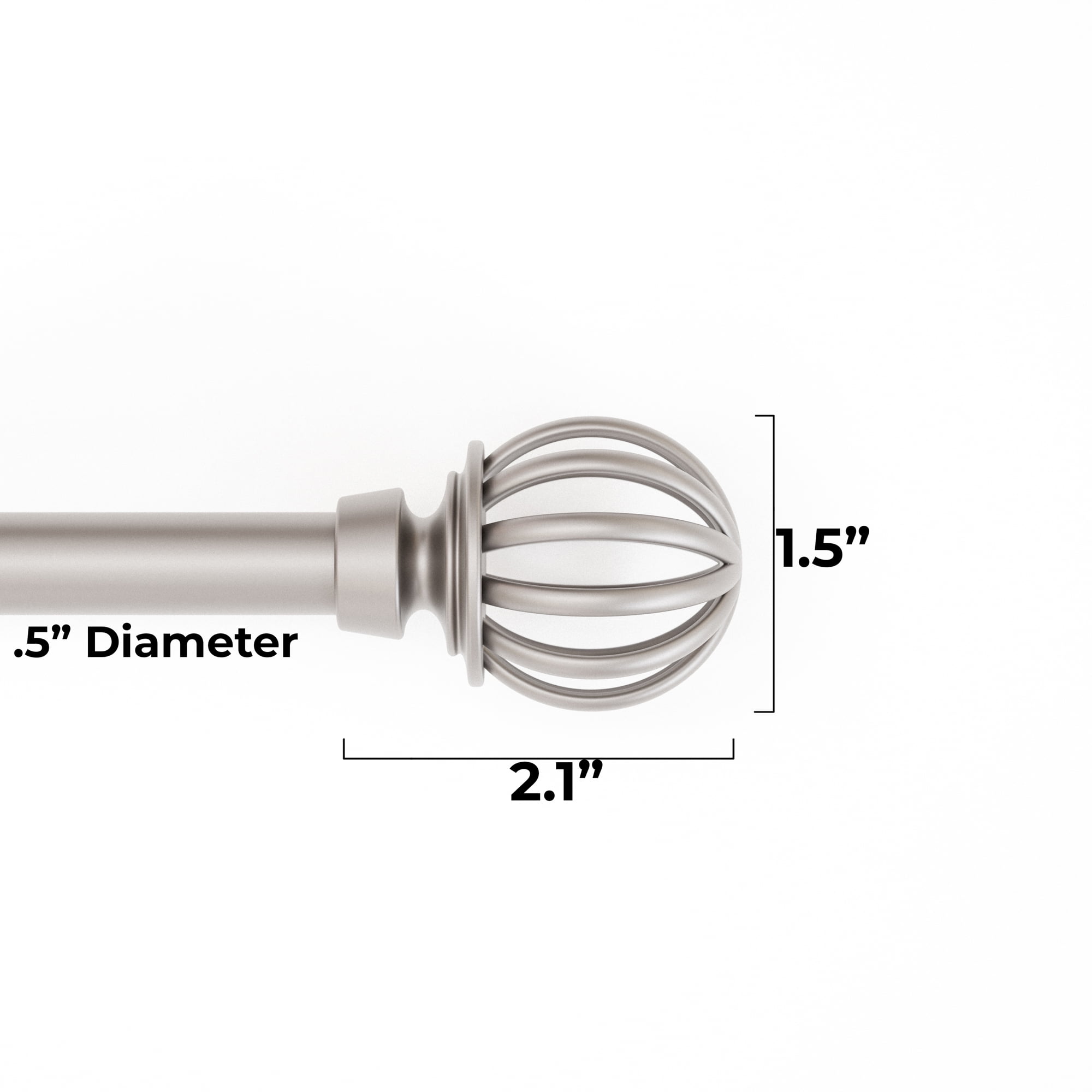 Mainstays 1/2" Nickel Macey Cage Adjustable Curtain Rod Set, 48"-84"