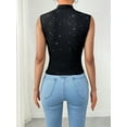 thumbnail image 3 of Summer Tops for Women V Neck Going Out Tops Stretchy Sequin Tank Sexy Casual Outfits Black XL, 3 of 5
