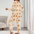 thumbnail image 5 of Xijirk Women Halloween Pajama Set Long Sleeve Boat Neck Top with Jogger Pants Pumpkin Ghost Leaf Print Loungewear for Sleepwear and Holiday Party,Khaki,3XL, 5 of 7