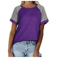 thumbnail image 1 of WEAIXIMIUNG T-Shirts pour Femmes Pack Coupe Ample Haut Raglan Color Block T-Shirts Manches Courtes Col Rond Blouse Décontractée, 1 of 5