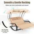 thumbnail image 7 of Canddidliike Outdoor 2 Persons Rocking Chaise Lounge with Canopy and Wheels, Chair Rocking Seating for Porch,Backyard,Indoor and Garden, Beige, 7 of 7