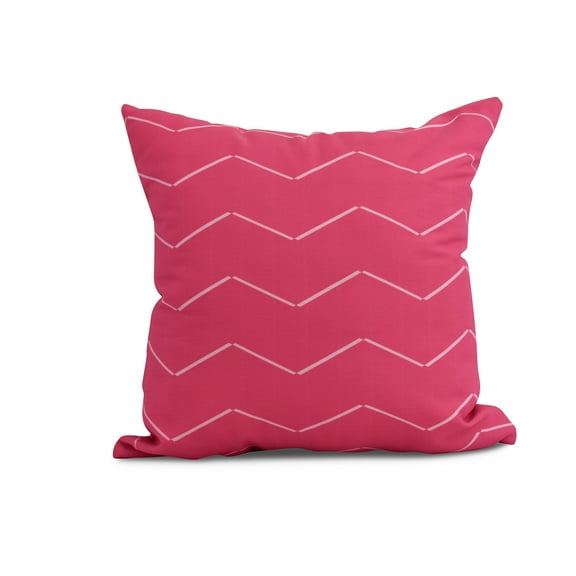 Simply Daisy, 18" x 18" Harlequin Stripe , Geometric Print Outdoor Pillow, Pink/Fushcia