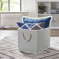 thumbnail image 6 of Better Homes & Gardens Fabric Cube Storage Bins (12.75" x 12.75"), Gray Stripe, 2 Pack, 6 of 6