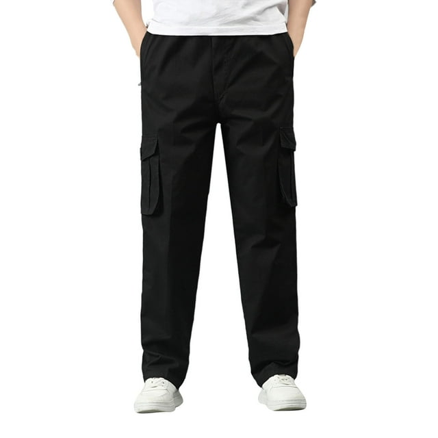 WEAIXIMIUNG Insulated Work Pants Men Mens Fashion Solid Loose Plus Size Pocket Lace Up Pants Overall