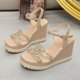 thumbnail image 1 of Sandalias de tacón de cuña de verano para mujer, sandalias de plataforma con punta abierta, zapatos informales con cordones, sandalias de tacón grueso de moda 2023, Sandals41 de lujo Gao Jinjia LED, 1 of 2