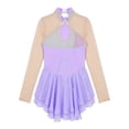 thumbnail image 4 of TiaoBug Kids Girls Sequins Ice Skating Dress Long Sleeve Mesh Splice Skirts Ballerina Dancewear Light Purple 8, 4 of 5