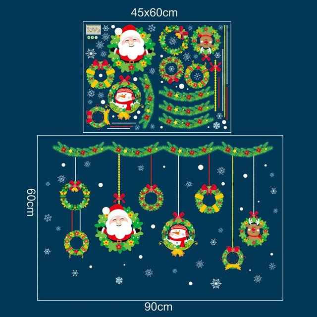 Decoraciones de pared para sala de estar, pegatinas de pared para Navidad, Año Nuevo, ventana, puerta, oso, papel tapiz autoadhesivo extraíble