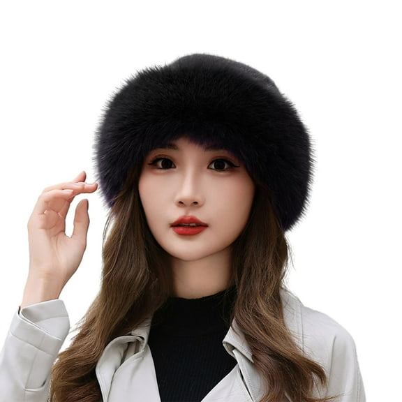 comerut Women Hat Fashionable Solid Color Winter Hat Thicken Warm Soft Comfortable Plush Hat for Cold Weather