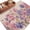 Light Beige Cherry Pink Light Purple, variant on Round Rugs 3Ft, Pink Blue Spring Floral Round Area Rug Washable Indoor Throw Carpet, Summer Flower Botanical Small Non Slip Circle Rug for Bedroom Living Room Home Decor Aesthetic