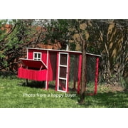 Red Wooden Chicken Coop with Run for 4-6 Chickens, Outdoor Waterproof Hen House
