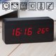 thumbnail image 2 of Reloj digital de madera: reloj despertador LED multifunción con visualización de hora/fecha/temperatura y control de voz para viajes a casa (negro y rojo), 2 of 5