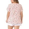 thumbnail image 4 of DARING DIVA Women's Plus Floral Half Placket Short Sleeve Casual Blouse 3X Pink, 4 of 6