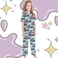 thumbnail image 6 of Girls Pajamas 3 Piece Set Size 14-16 Satin Button Down Pjs Short Sleeve Top Shorts & Long Pants Cute Patterns Valentine's Day Pajama Sets Loungewear Nightwear 3pcs Sleepwear, 6 of 6