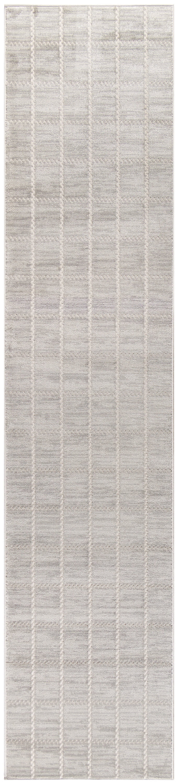Nourison Serenity Home Geometric Light Grey 2'2" x 7'6 Area Rug (2x8)