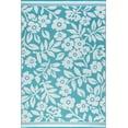 thumbnail image 3 of Bliss Rugs Waterproof Reversible Plastic Straw Floral Outdoor Rug for Patio, Camping, RV, Deck, Porch, Camp | Aqua, 5' x 6'11'', 3 of 7