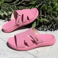 thumbnail image 5 of Slides for Women Open Toe Orthopedic Sandals Arch Support Footbed Summer Casual Slip on Athletic Slippers Flat Walking Shoes Hot Pink Size 9, 5 of 8
