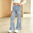 thumbnail image 5 of Fancifize Flare Leg Pants for Girls, Elasitc Waist Bell Bottom Pants, Trendy Floral Print Retro Trousers 2-13 Years, 5 of 6