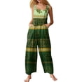 thumbnail image 2 of St. Patrick's Day Overalls for Women Green Clover Print Sleeveless Straight Leg Jumpsuits Casual Rompers with Pockets 2026, 2 of 6