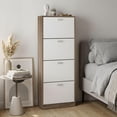 thumbnail image 1 of Mueble Zapatero Organizador de Calzado 4 Cajones Blanco y Madera, Clóset para Zapatos hasta 24 Pares marron M, 1 of 7