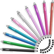 MEKO 10 Pack Stylus Pens for Touchscreens, Thin Rubber Tip with 20 Replaceable Heads - Compatible iPad iPhone Tablets All Devices