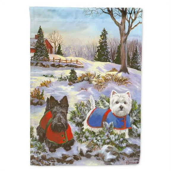 28 x 0.01 x 40 in. Scottie & Westie Christmas Pine Hill Canvas House Flag