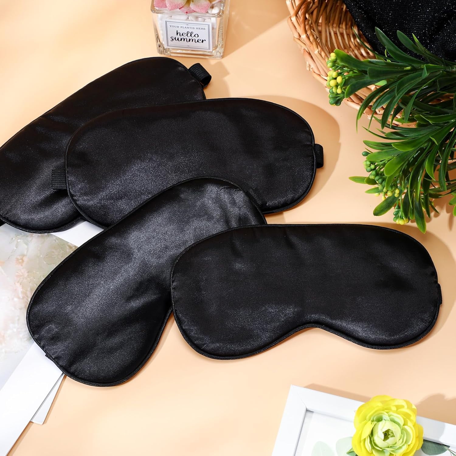 Cozyall  Silk Sleep Eye Mask Soft Eye Covers for Sleeping with Adjustable Strap Sleep Mask Blindfold for Sleeping Blocking out Lights Travel Relax